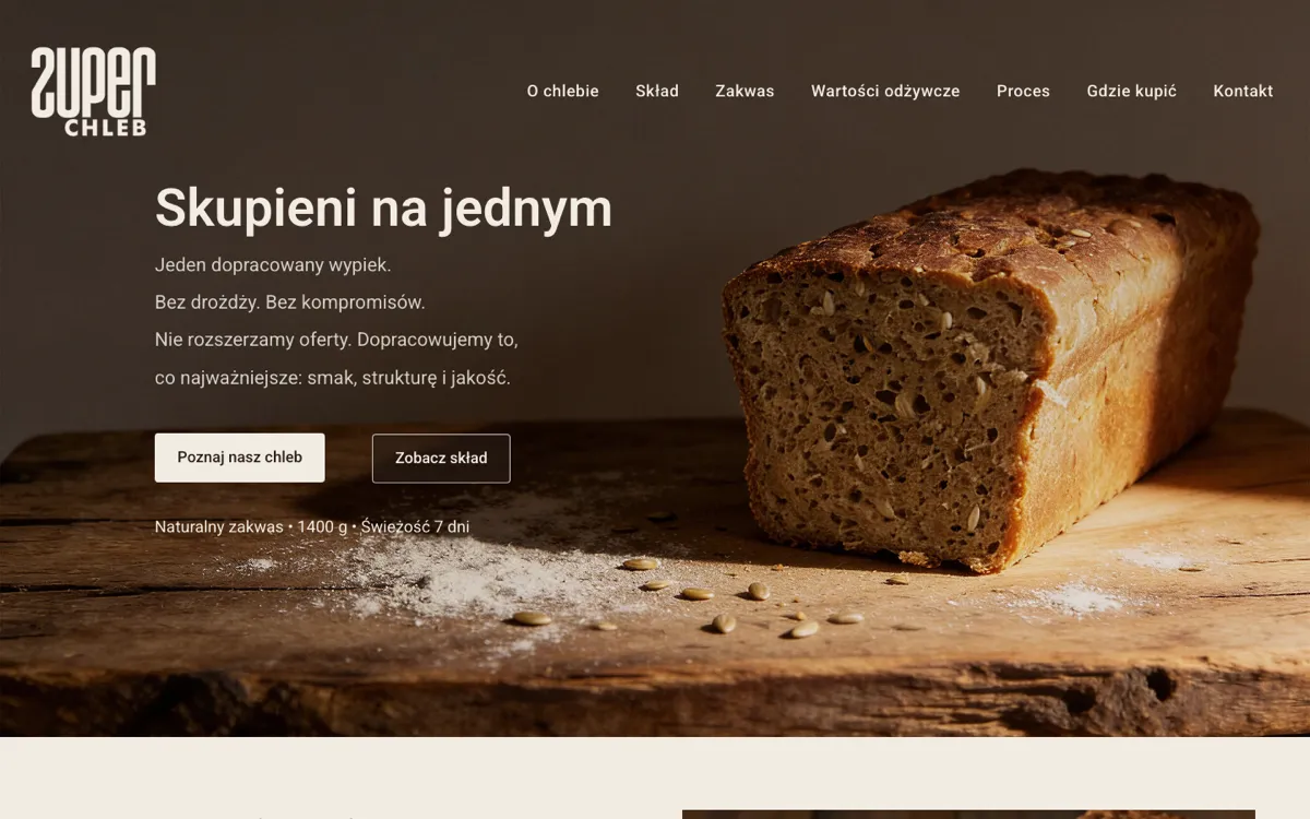 Strona główna zuperchleb.pl na komputerze